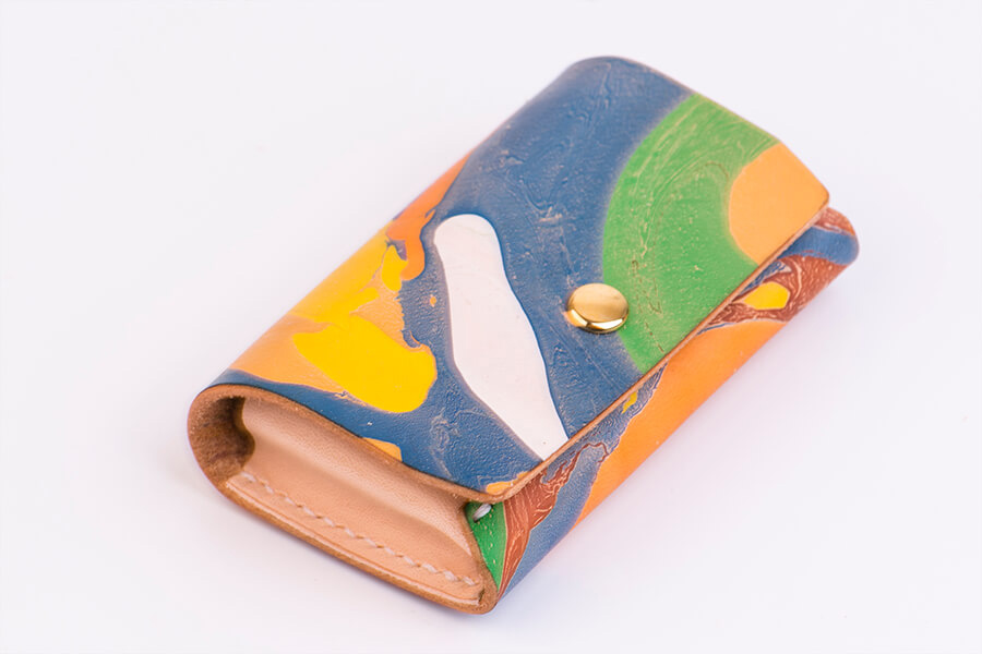 Genuine Leather Marble Card Case 