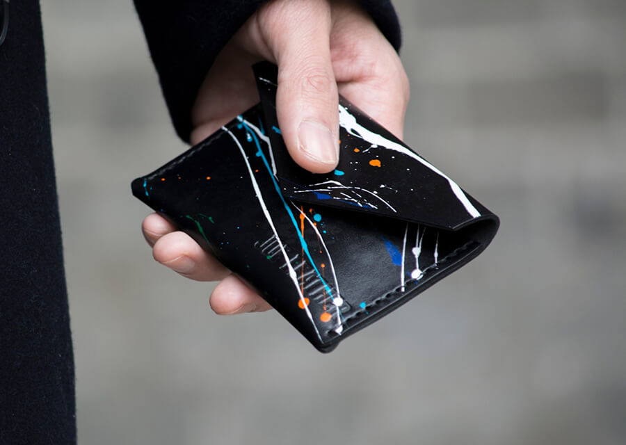 Genuine Leather Splatter Card Holder 