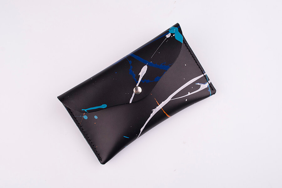 Genuine Leather Splatter Simple Wallet 
