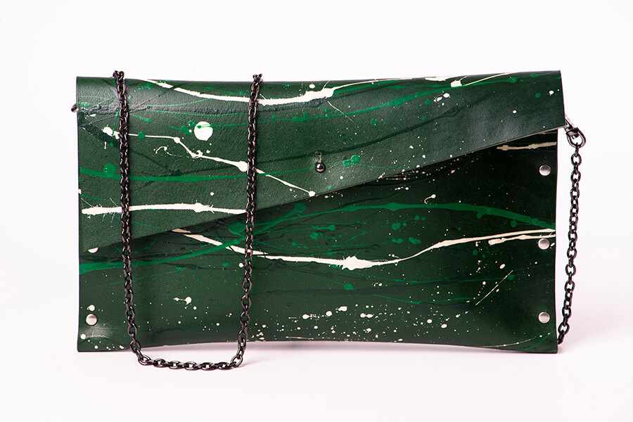 Genuine Leather Splatter Shoulder Chain Bag 